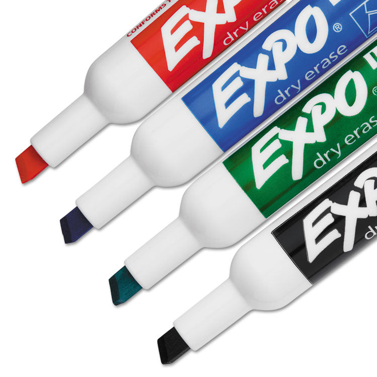 Low-Odor Dry Erase Marker Starter Set, Broad Chisel Tip, Assorted Colors, 4/Set