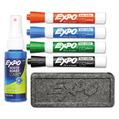 Low-Odor Dry Erase Marker Starter Set, Broad Chisel Tip, Assorted Colors, 4/Set