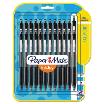 InkJoy 300 RT Ballpoint Pen, Retractable, Medium 1 mm, Black Ink, Black Barrel, 24/Pack