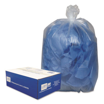 Linear Low-Density Can Liners, 60 gal, 0.9 mil, 38" x 58", Clear, 10 Bags/Roll, 10 Rolls/Carton