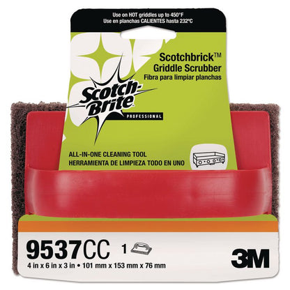 Scotchbrick Griddle Scrubber 9537, 4 x 6, Red/Black, 12/Carton