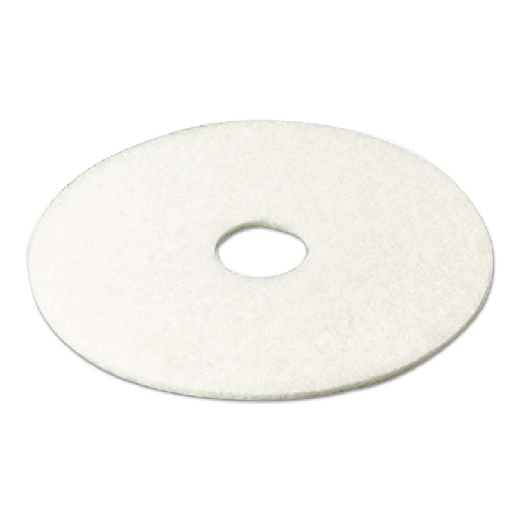 Low-Speed Super Polishing Floor Pads 4100, 13" Diameter, White, 5/Carton