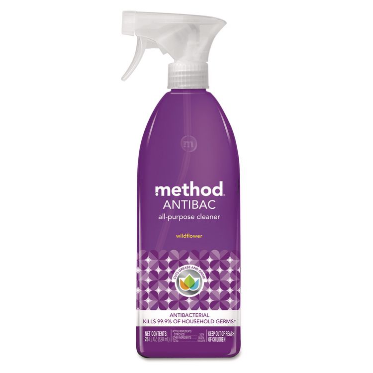 Antibac All-Purpose Cleaner, Wildflower Scent, 28 oz Spray Bottle, 8/Carton