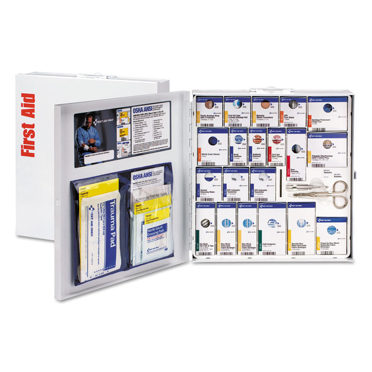 ANSI 2015 SmartCompliance Food Service First Aid Cabinet for 50 People, without Medications, 260 Pieces, Metal Case