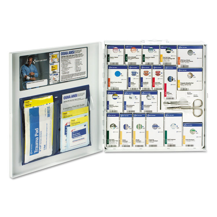 ANSI 2021 SmartCompliance General Business First Aid Station for 50 People, with Medication, 241 Pieces, Metal Case
