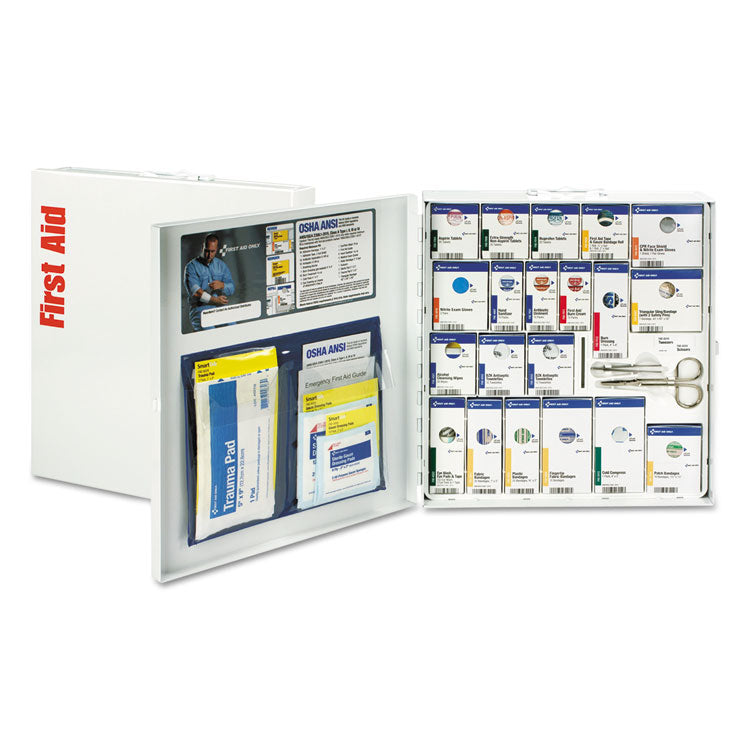 ANSI 2021 SmartCompliance General Business First Aid Station for 50 People, with Medication, 241 Pieces, Metal Case