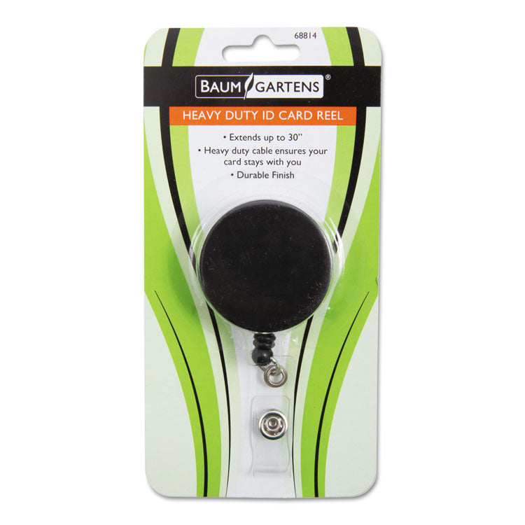 Heavy Duty ID Card Reel, 30" Extension, Black/Chrome