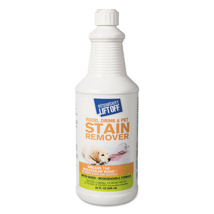 Food/Beverage/Protein Stain Remover, Unscented, 32 oz Pour Bottle, 6/Carton