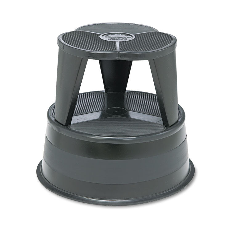 Kik-Step Steel Step Stool, 2-Step, 350 lb Capacity, 16" Diameter x 14.25"h, Black