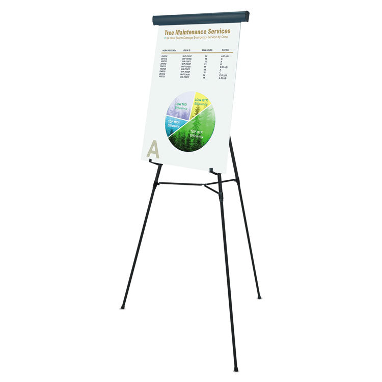 Heavy-Duty Telescoping Tripod Display Easel, 38" to 69" Tall, Metal, Black, Supports Up to 45 lb