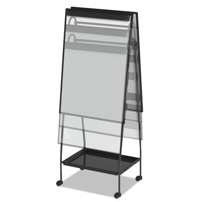 Creation Station Dry Erase Board, 29.5" x 74.88", White Surface, Black Metal Frame