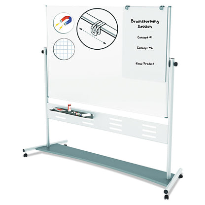 Revolver Easel, Horizontal Orientation, 70.8" x 47.2", White Surface, Satin Aluminum Frame