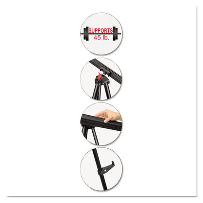 Heavy-Duty Telescoping Tripod Display Easel, 38" to 69" Tall, Metal, Black, Supports Up to 45 lb