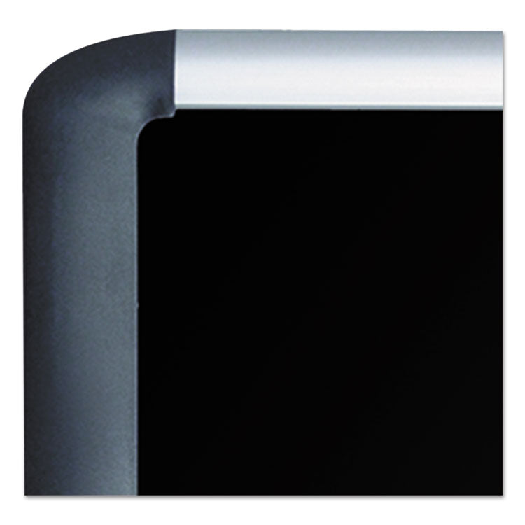 Soft-touch Bulletin Board, 48" x 36", Black Surface, Black/Satin Aluminum Frame