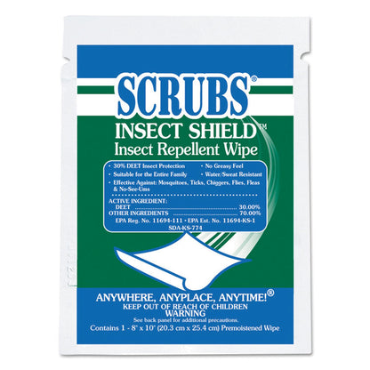 Insect Shield Insect Repellent Wipes, 8 x 10, 100/Carton