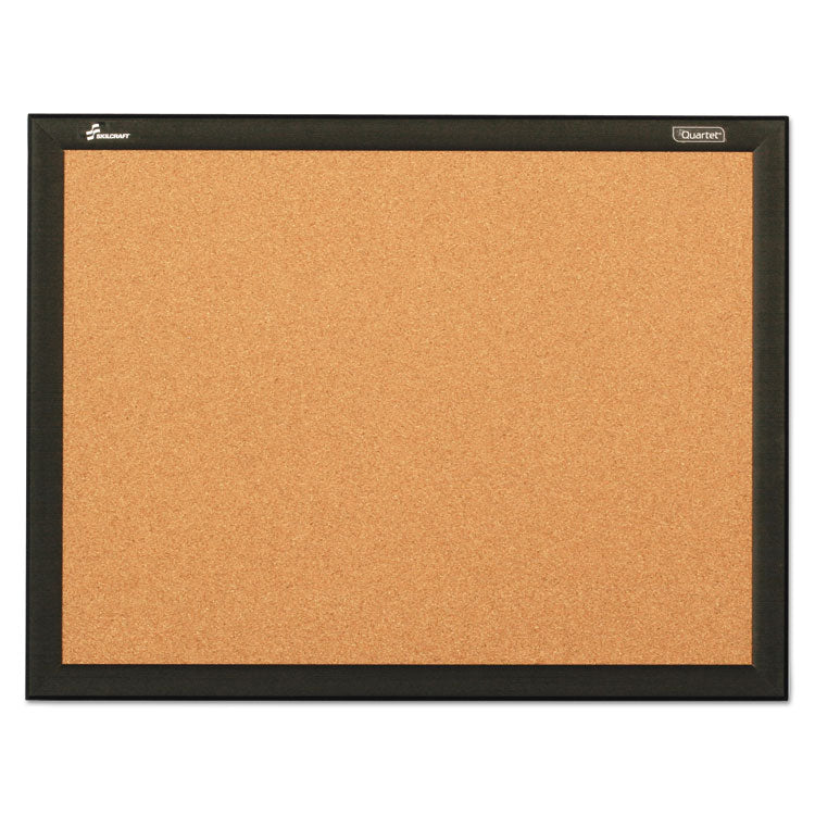7195016511298, SKILCRAFT Cork Board, 24" x 18", Natural Tan Surface, Black Aluminum Frame