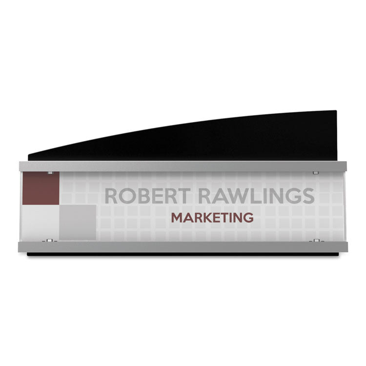 Interior Image Anti-Glare Sign Holder, Landscape, 8.5" x 2" Insert, Black/Silver