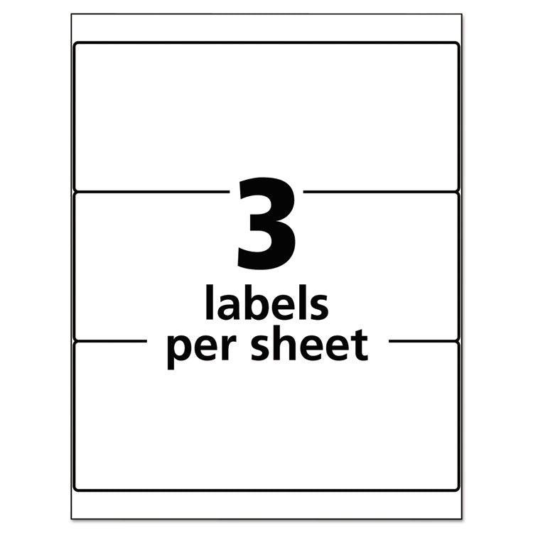 Durable Permanent ID Labels with TrueBlock Technology, Laser Printers, 3.25 x 8.38, White, 3/Sheet, 50 Sheets/Pack