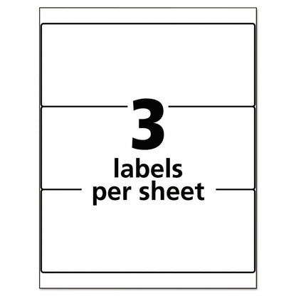 Durable Permanent ID Labels with TrueBlock Technology, Laser Printers, 3.25 x 8.38, White, 3/Sheet, 50 Sheets/Pack