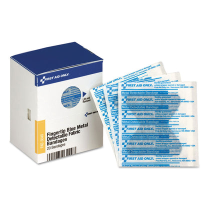 SmartCompliance Blue Metal Detectable Bandages, Fingertip, 1.75 x 2, 20 Box