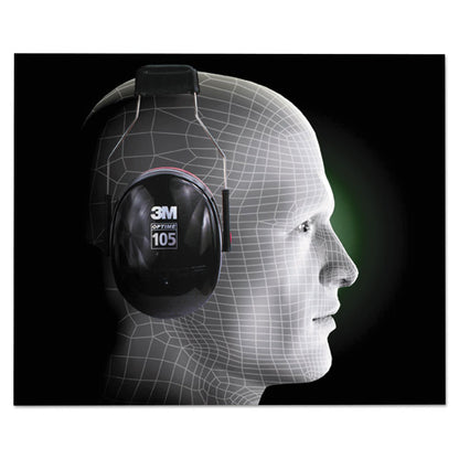 PELTOR OPTIME 105 High Performance Earmuffs, 30 dB NRR, Black/Red