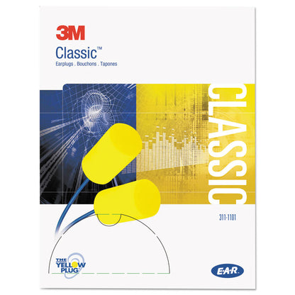 E-A-RClassic Earplugs, Corded, 29 dB NRR, One Size Fits Most, Yellow Cylindrical Plugs, 200 Pairs/Box