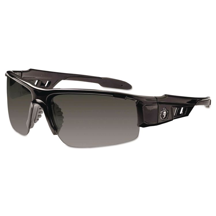 Skullerz Dagr Safety Glasses, Black Half Frame, Smoke Single Lens
