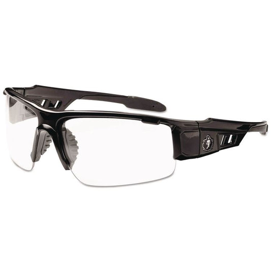 Skullerz Dagr Safety Glasses, Black Half Frame, Clear Single Lens