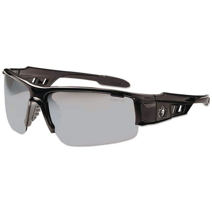 Skullerz Dagr Safety Glasses, Black Half Frame, Mirrored Silver Single Lens