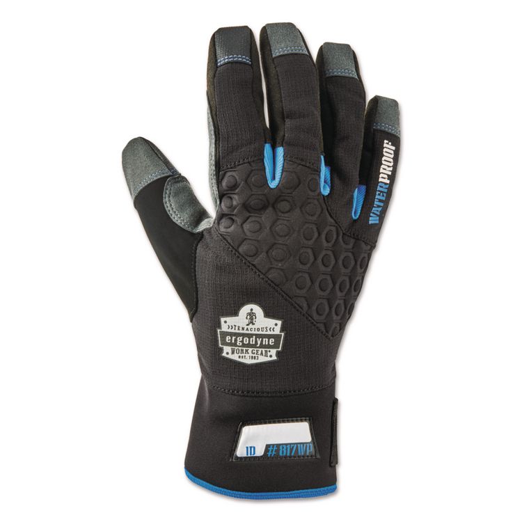 Proflex 817WP Reinforced Thermal Waterproof Utility Gloves, EN388: 3423X, Large, Black, Pair