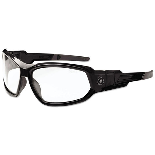 Skullerz Loki Safety Glasses/Goggles, Black Full Frame, Clear Dual Lens