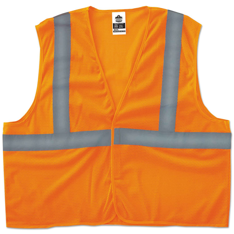 GloWear 8205HL Type R Class 2 Super Econo Mesh Vest, Polyester Mesh, 4X-Large to 5X-Large, Orange