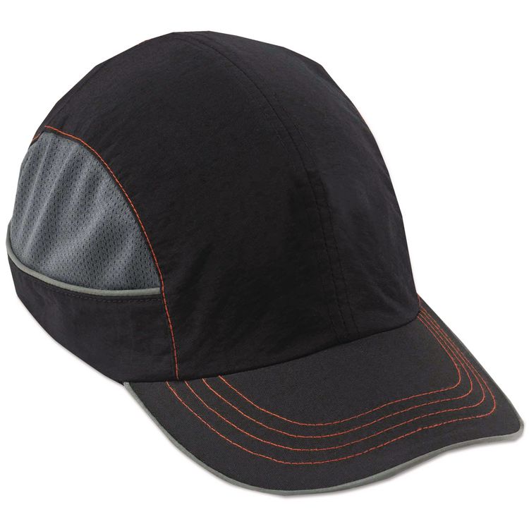 Skullerz 8950 Bump Cap, Long Front Brim, 3X-Small to Large (Up to 7.5), 0.01" Insert, Black