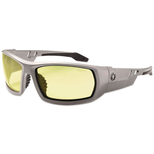 Skullerz Odin Safety Glasses, Matte Gray Full Frame, Yellow Dual Lens