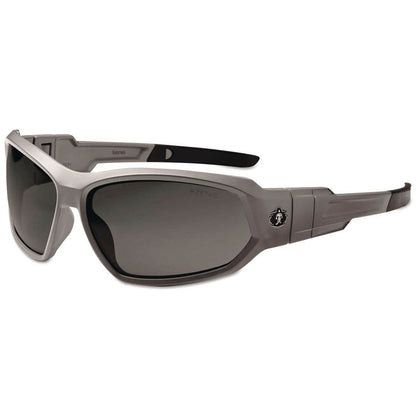 Skullerz Loki Safety Glasses/Goggles, Fog-Off Technology, Matte Gray Full Frame, Smoke Dual Lens