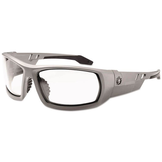 Skullerz Odin Safety Glasses, Fog-Off Technology, Matte Gray Full Frame, Clear Dual Lens