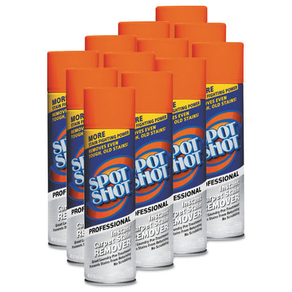Spot Shot Professional Instant Carpet Stain Remover, Unscented, 18 oz Aerosol Spray, 12/Carton