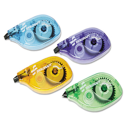7510015048940, SKILCRAFT Single Line Correction Tape, Non-Refillable, 0.17" x 32.81 ft, Assorted Dispenser Colors, 4/Pack