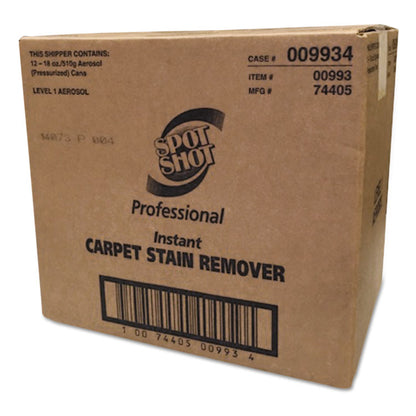 Spot Shot Professional Instant Carpet Stain Remover, Unscented, 18 oz Aerosol Spray, 12/Carton