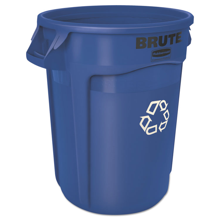 Brute Recycling Container, 32 gal, Polyethylene,  Blue