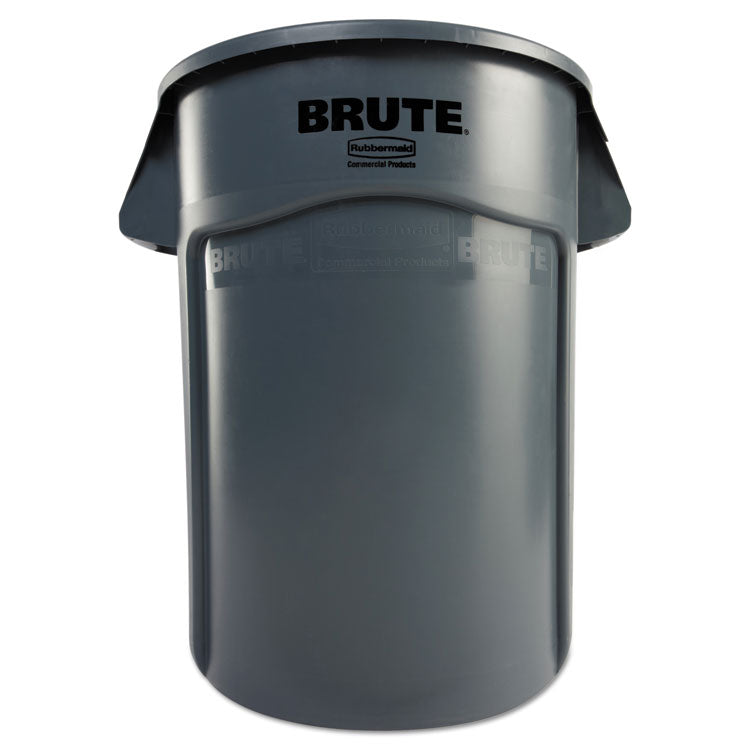 Vented Round Brute Container, 44 gal., Plastic, Gray