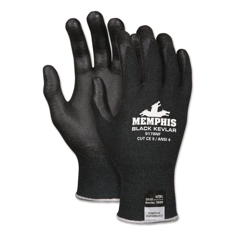 Nitrile Coated Kevlar Gloves, EN388: 4542, 11" Long, X-Large, Black, Pair