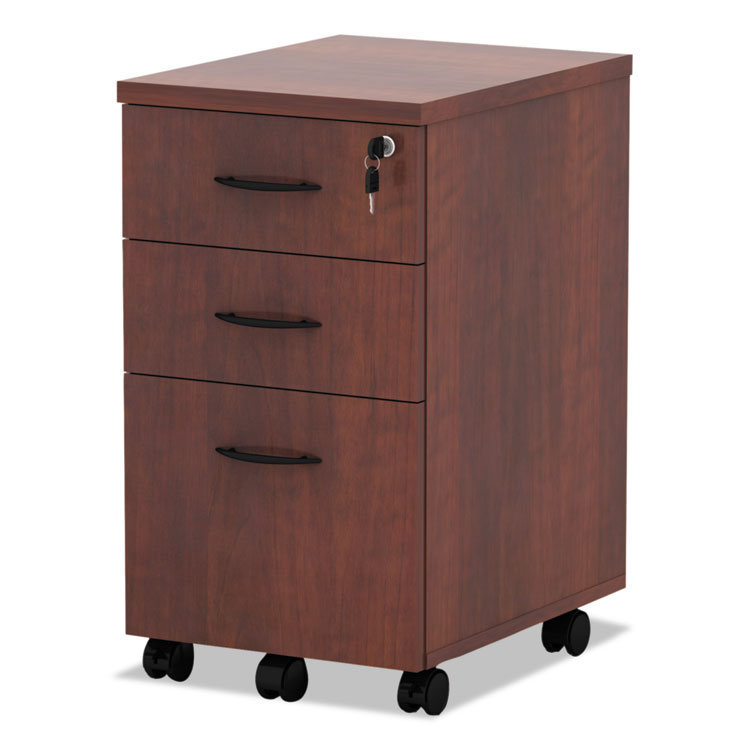 Alera Valencia Mobile Pedestal File, Left/Right, 3-Drawer Box/Box/File, Legal/Letter, Medium Cherry, 15.88" x 20.5" x 28.38"