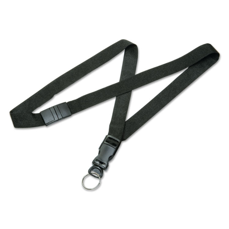 8455016130196, SKILCRAFT Breakaway Lanyard, Plastic Key Ring Fastener, 36" Long, Nylon, Black, Dozen