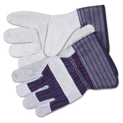 Men's Split Leather Palm Gloves, Gunn Cut, Wing Thumb, X-Large, Gray, Dozen