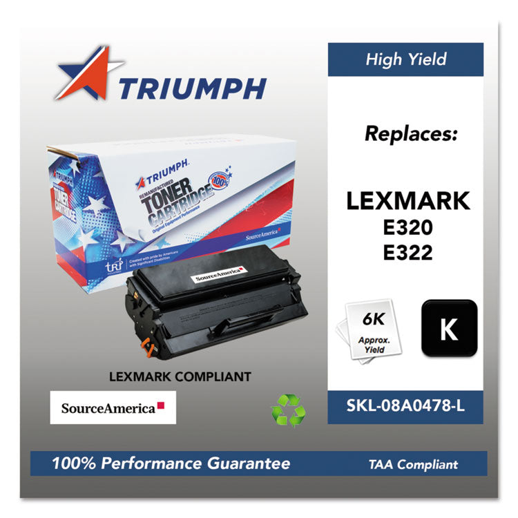 751000NSH0204 Remanufactured 08A0478 High-Yield Toner, 6,000 Page-Yield, Black