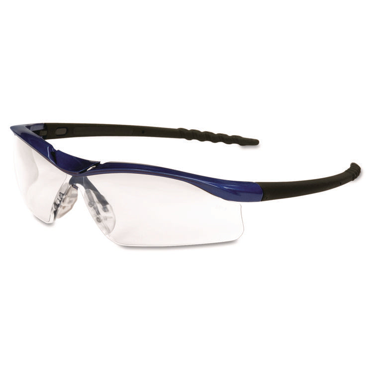 Dallas Safety Glasses, Metallic Blue Half Frame, Clear Dual Anti-Fog Lens