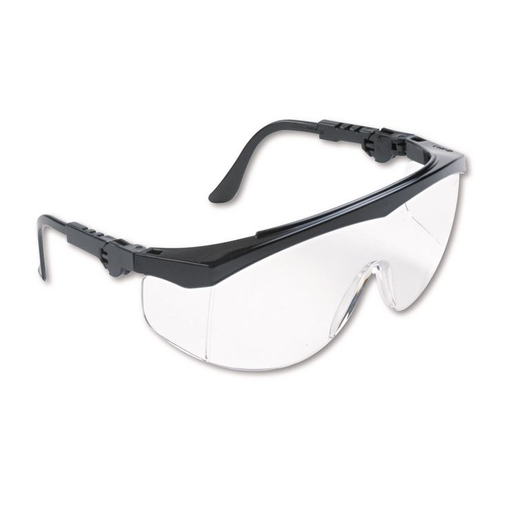 Tomahawk Safety Glasses, Black Half Frame OTG, Clear Single Lens, 12/Box
