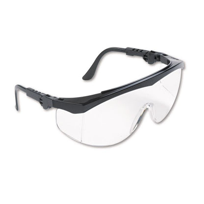 Tomahawk Safety Glasses, Black Half Frame OTG, Clear Single Lens, 12/Box