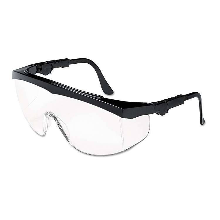 Tomahawk Safety Glasses, Black Half Frame OTG, Clear Single Lens, 12/Box